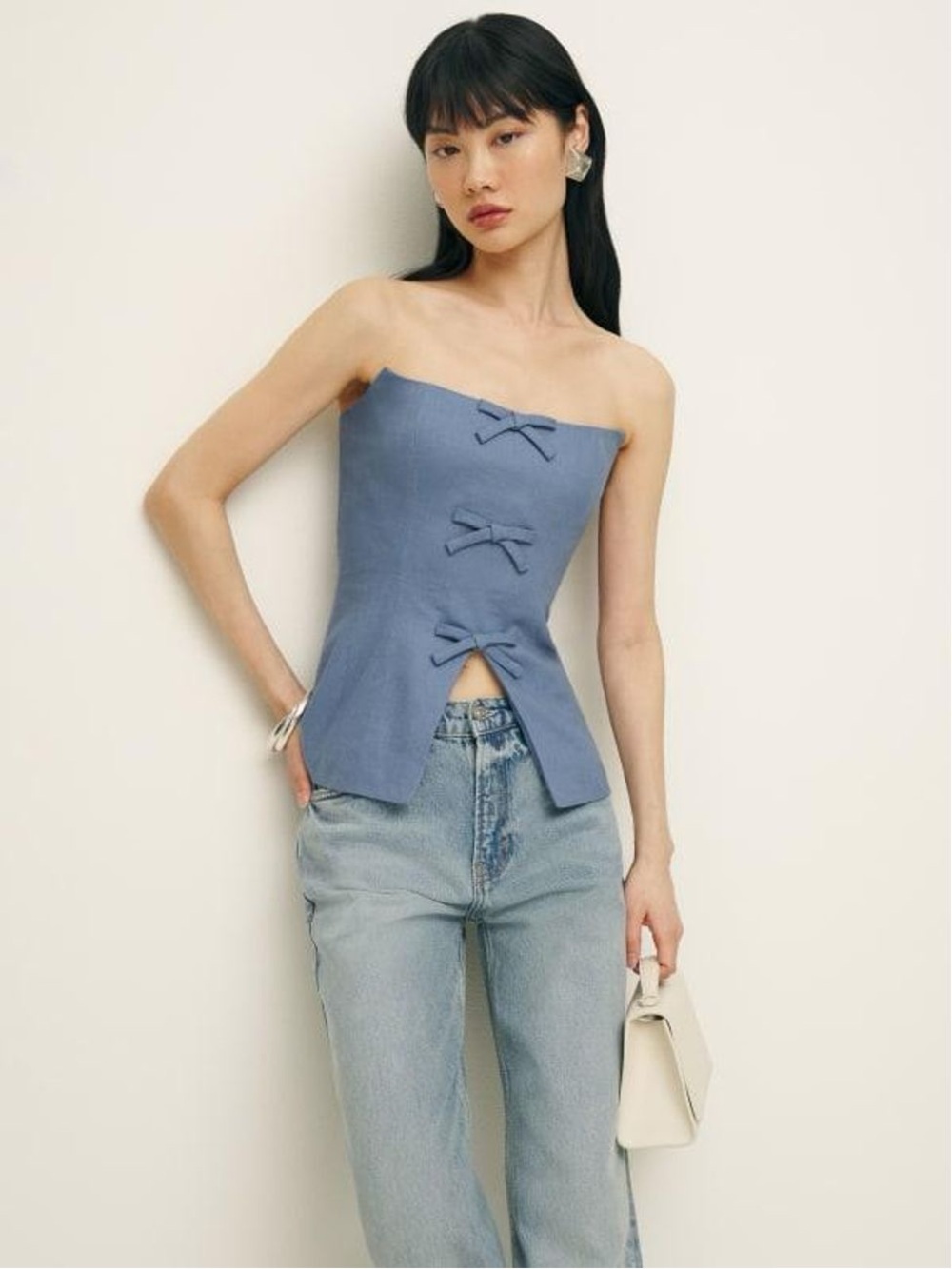 Reformation Essie Linen Top in Blue